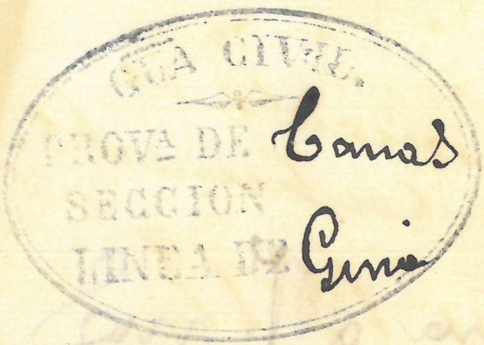Sello de tinta del Cuartel de Guía en 1899