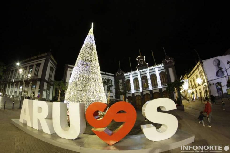 Imagen del casco urbano de Arucas estas pasadas navidades.