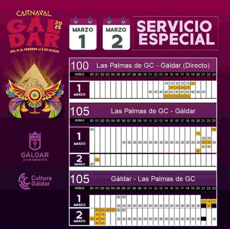 Cartel del refuerzo de guaguas para la Cabalgata