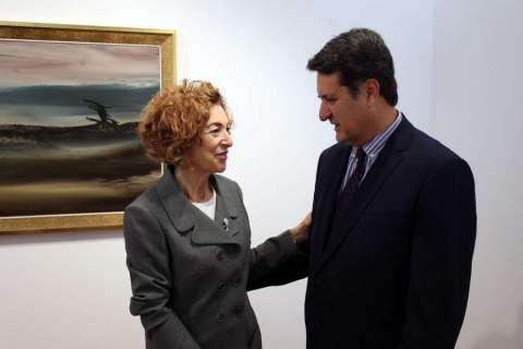 DOMINGO DORESTE CON LA TERORENSE MARGARITA RAMOS EN LA RECIENTE EXPOSICI&Oacute;N DE LA SALA &ldquo;CRISTINO DE VERA&rdquo;