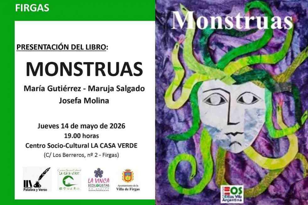 El libro “Monstruas”, se presenta en La Casa Verde de Firgas el jueves 14 de mayo