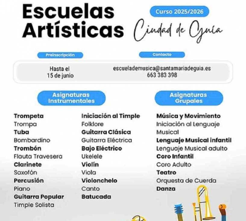 Plazo de preinscripción de las Escuelas Artísticas Ciudad de Guía