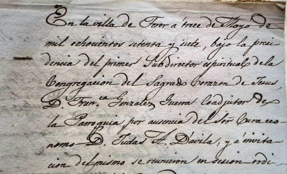 FRAGMENTO DEL DOCUMENTO DE LA CONGREGACIÓN (1877)