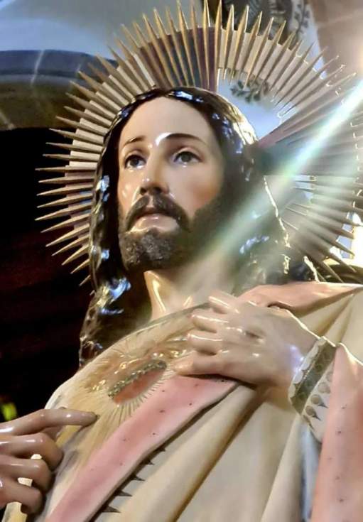 La imagen del Sagrado Corazón de Jesús de la basílica de Nª Sra. del Pino y J Flotats, su autor, por José Luis Yánez