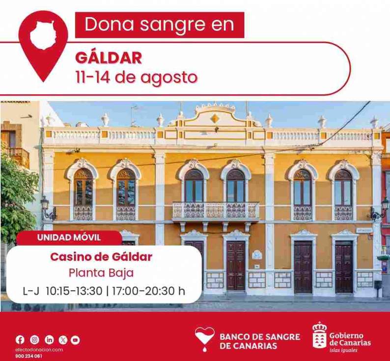 Cartel donación de sangre en el Casino de Gáldar
