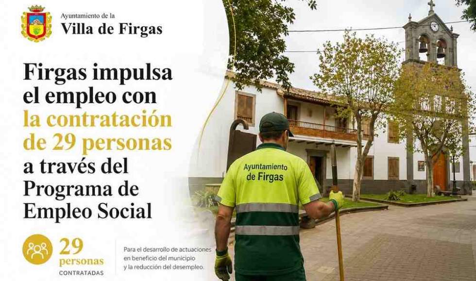 Desarrollo Local Firgas impulsa el empleo con la contratación de 29 personas a través del Programa de Empleo Social