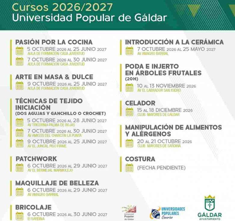 Cursos de la UP de G&aacute;ldar