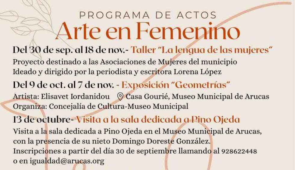 Fiel a su cita, regresa la propuesta cultural de Arucas “Arte en Femenino”