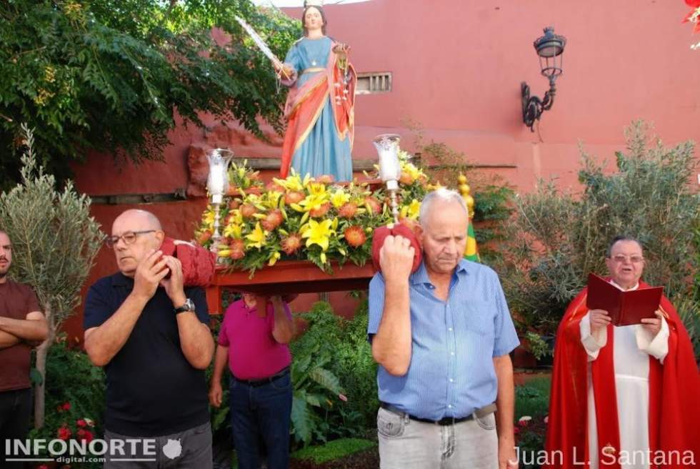 La imagen de Santa Lucía en la plaza que lleva su nombre en Gáldar
