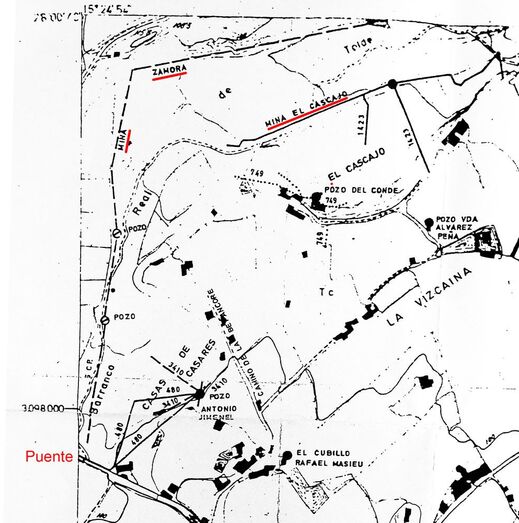 MAPA 3. Trazas de las Minas de Zamora y El Cascajo