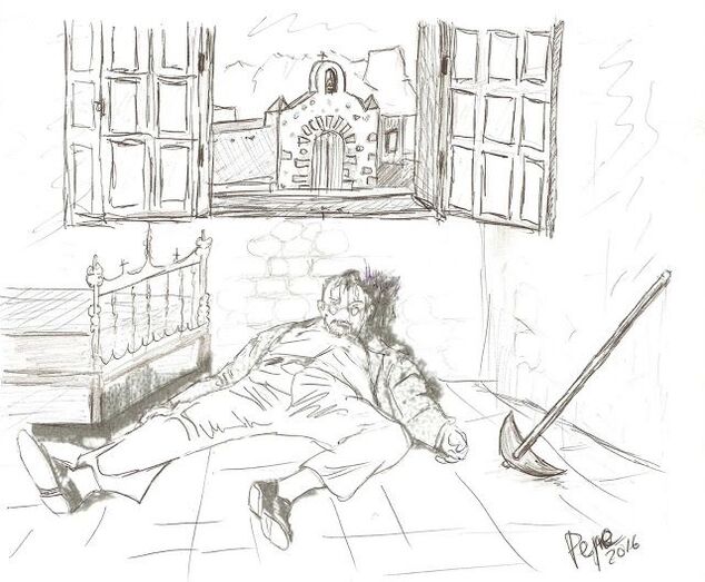 Dibujo recreación del crimen del secretario. (propio)