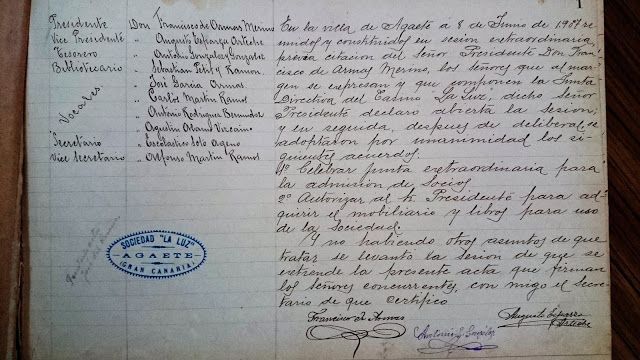 La que se considera acta fundacional de 8 de junio de 1907.