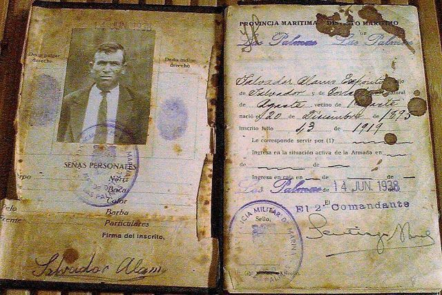 Cartilla de navegación de uno de aquellos marineros agaetenses que un día surcaron nuestros mares.
