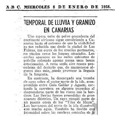 El temporal en la prensa nacional, ABC , 8 de Enero de 1958.