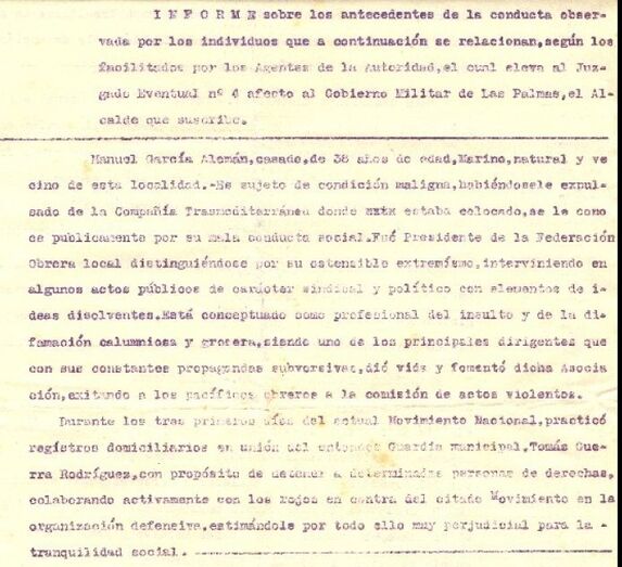 Contestación e informe del Alcalde de Guía al Juzgado sobre antecedentes de denunciados (archivo municipal de Guía).
