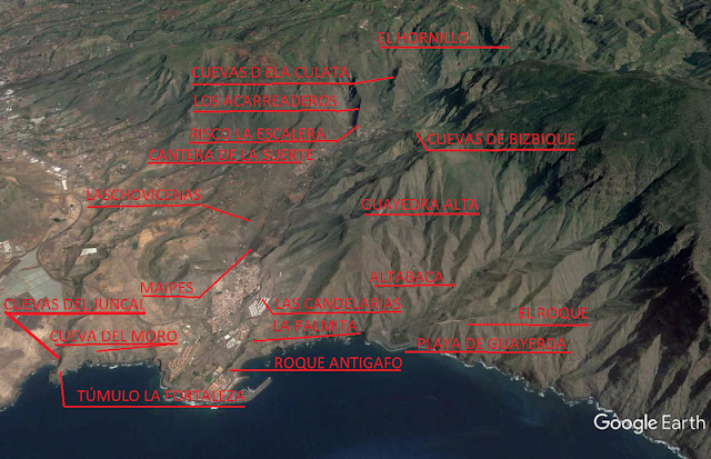 PRINCIPALES YACIMIENTOS DEL BARRANCO DE AGAETE Y GUAYEDRA.