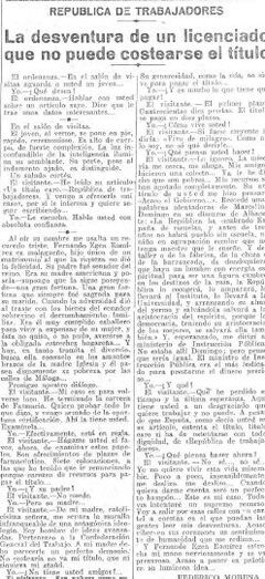 Heraldo 2-2-32, Egea se queja de no poder pagarse el titulo  para poder ejercer.   