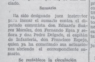 Designación de juez instructor caso Egea, martes 28 de Julio de 1936, diario la Prensa