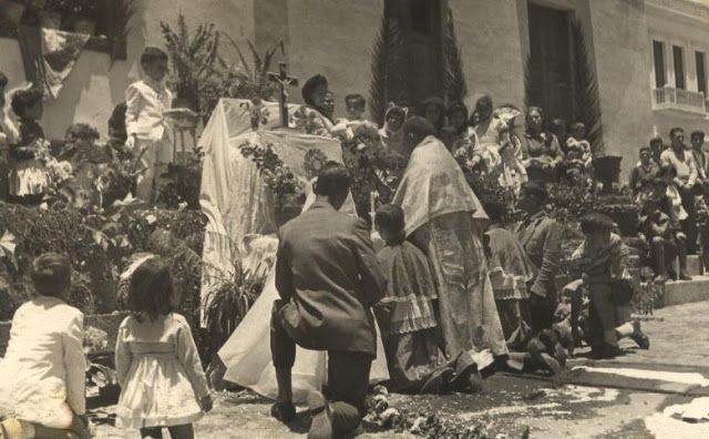 Procesión Corpus Cristi 1963. Altar en la calle, plaza de Tenesor.