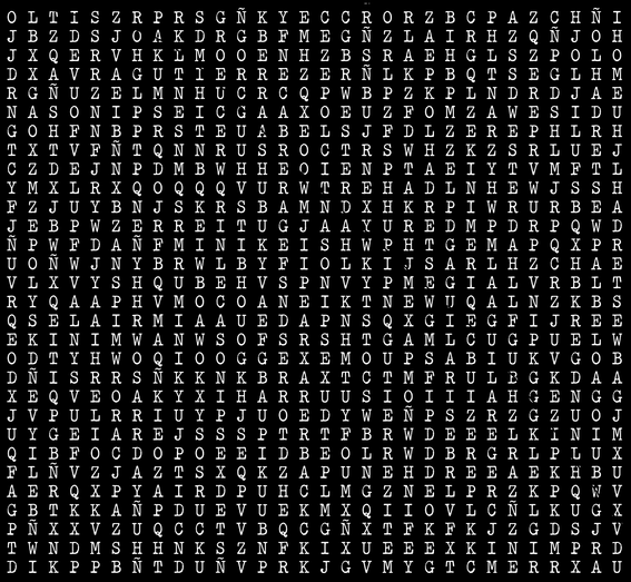 Sopa de letras cubierta