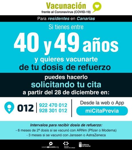 Vacunación refuerzo 40 49 años