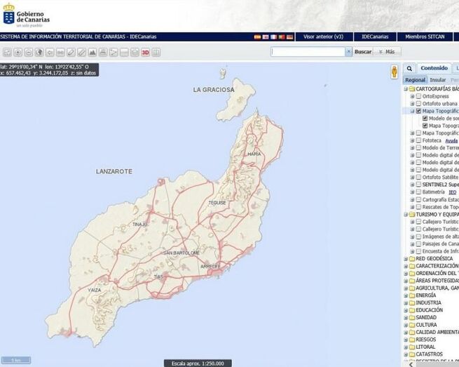 Visor mapa topográfico Lanzarote 16 04 2018