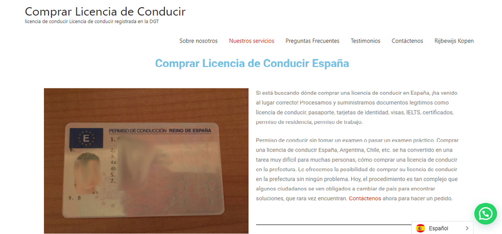 Web carnet falsos