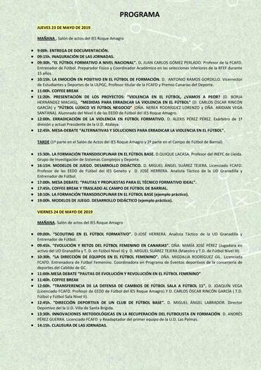 PROGRAMA I JORNADAS DE INNOVACIôN FÜTBOL FORMATIVO 1