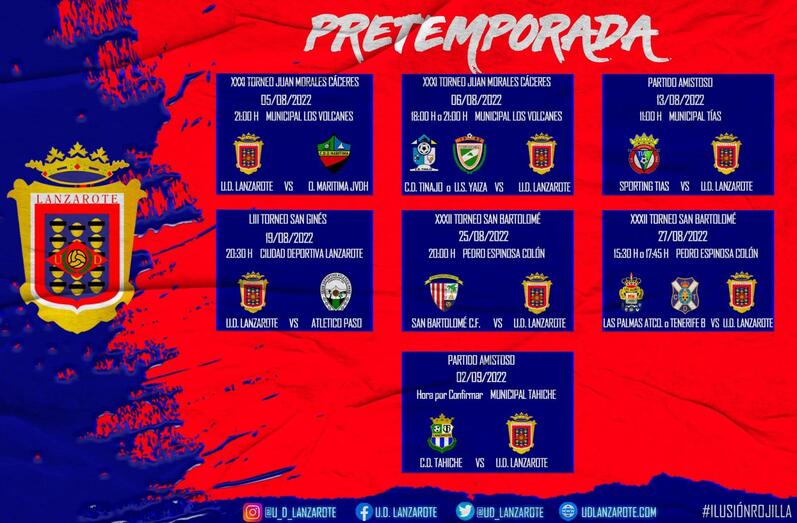Calendario Pretemporada UD Lanzarote