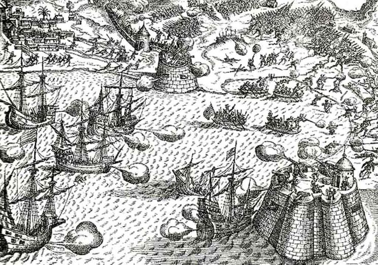 Grabado de la Batalla Naval de 1595