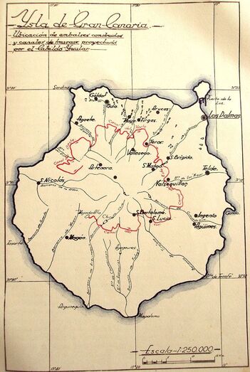 Ubicación de embalses en Gran Canaria
