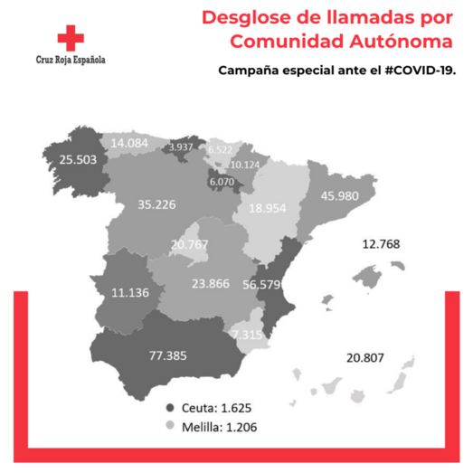 Mapa desglose llamadas Coronavirus