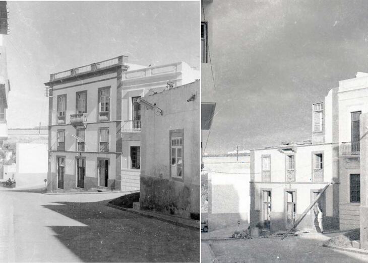 Fachada de la Fonda Forteza. A la derecha cuando se estaba derruyendo  (Fotos de Paco Rivero)