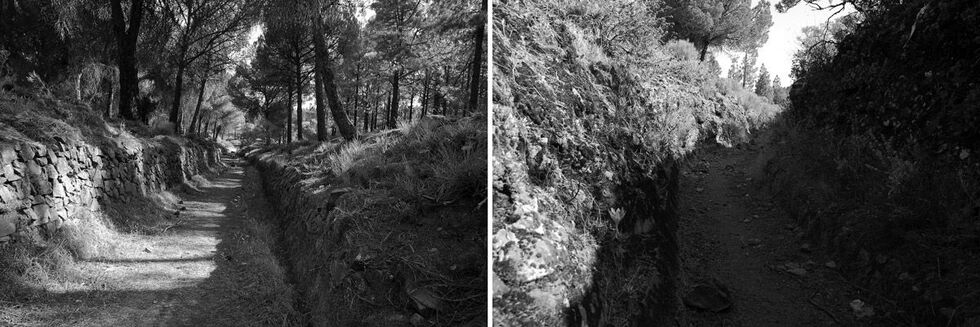 Canal de derivación paralelo a la pista de acceso al Campamento