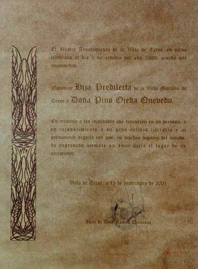 Nombramiento de hija predilecta de La Villa  de Teror