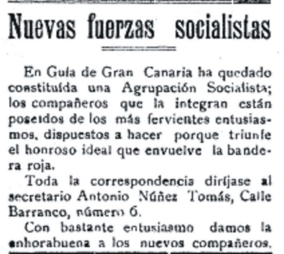 Periódico El Socialista 7 de septiembre de 1919 ( ver en www.jable.es ULPGC).